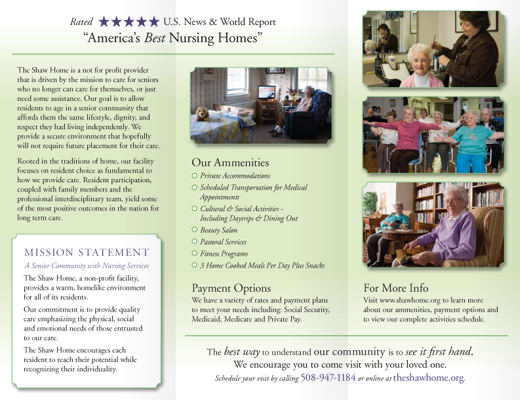 Interior Layout of Shaw Home Assisted Living 3 fold Brochure