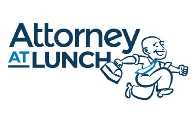 Logo for Josh Blumen's Attorney at Lunch event series.
