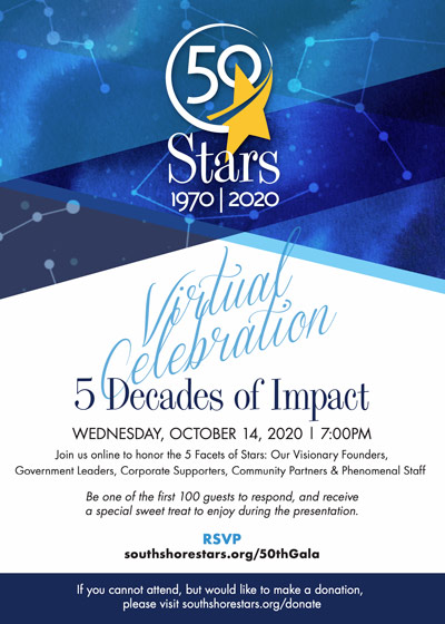 South Shore Stars 50th anniversary gala invite - event branding by 3thought
