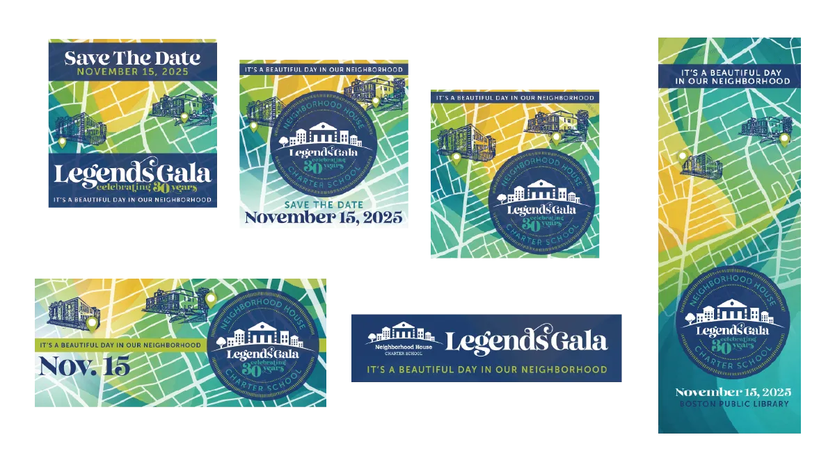 Neighborhood-House-Ledgends-Gala-Materials_Social Graphics Social media graphics and event collateral for the Legends Gala event