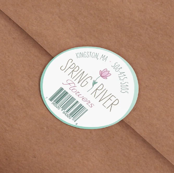 Spring River Mockup Sticker Example of a sticker for Spring River Flowers designed by 3thought